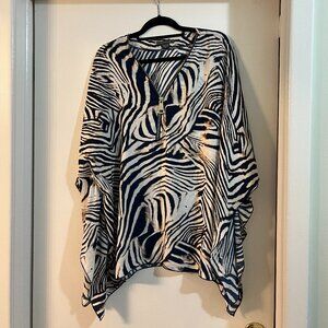 Suzy Shier Zebra Print Kaftan/Tunic Blouse (XL)